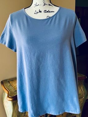 “MaxMara-Weekend” Light Blue Short Sleeve Tee.